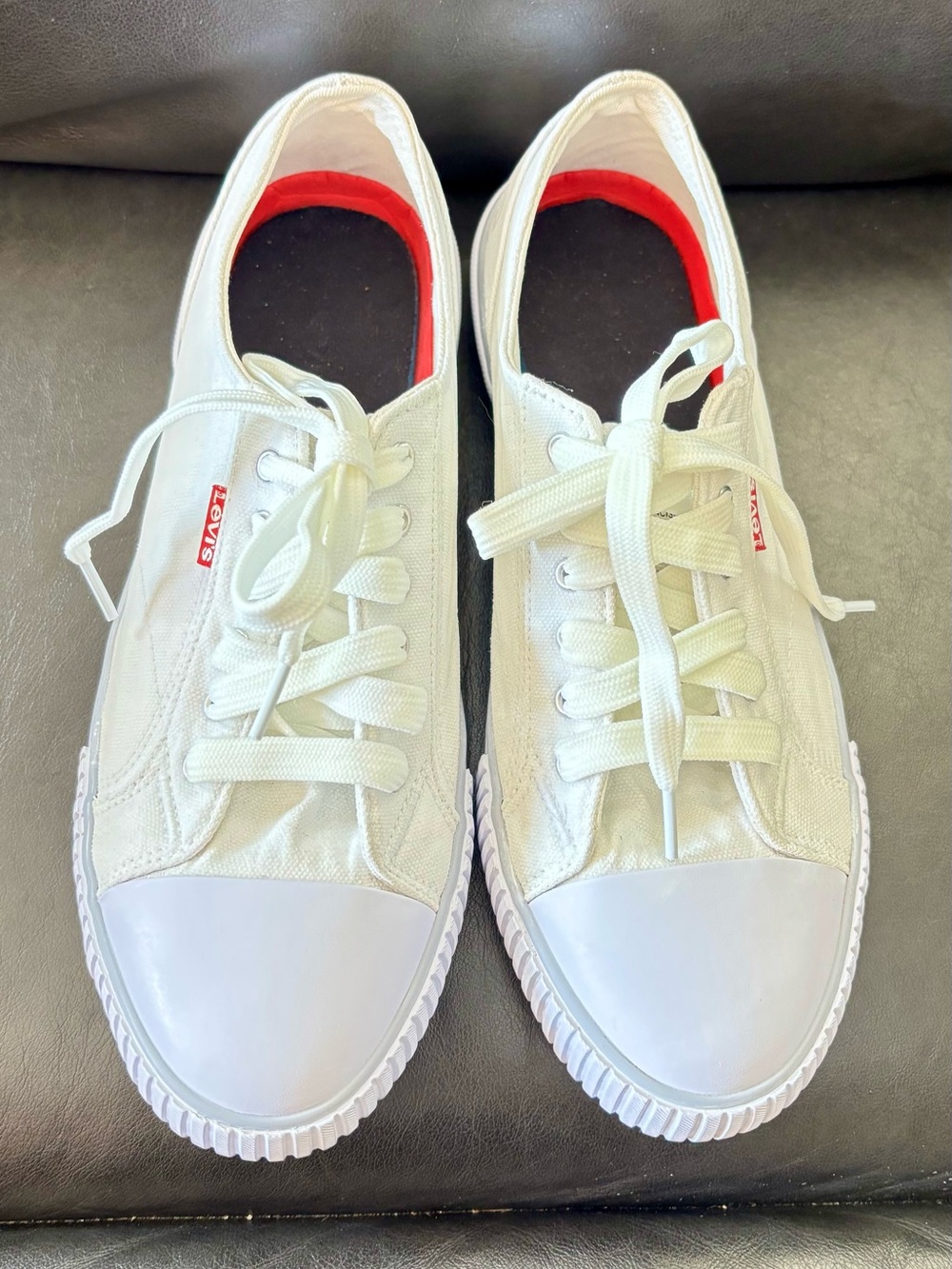 Levis White Canvas basketball sneakers lace up skater shoes sz 8.5